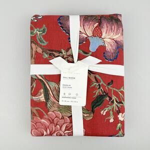 Pottery Barn Dahlia Duvet Cover FULL/QUEEN Red Floral Print 92x88 Cotton Bedding